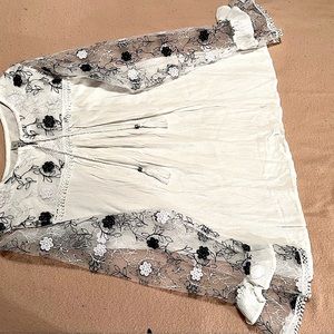 Lace and embroidered blouse